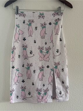 Wildfox Cat Print Skirt